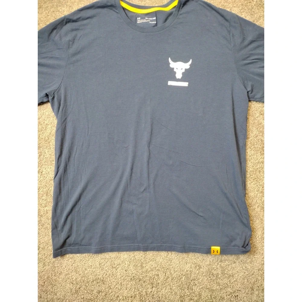 Under Armour Project Rock Blood Sweat Respect 2XL Short Sleeve Shirt Blue